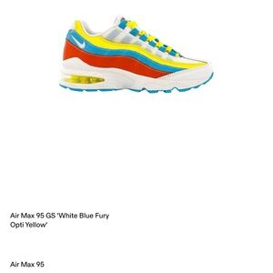Nike Air Max 95 ~ white/blue fury/opti yellow ~ sz 1y ~ brand new / never worn